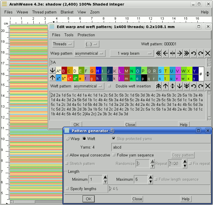 yarn pattern generator in ArahWeave software for weaving